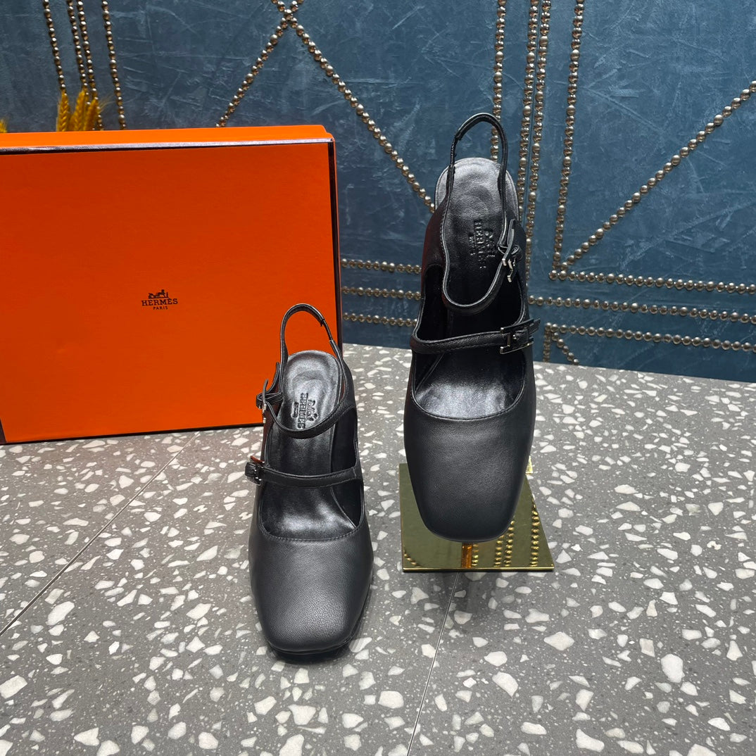 JACKIE 80 MM PUMP IN BLACK CALFSKIN