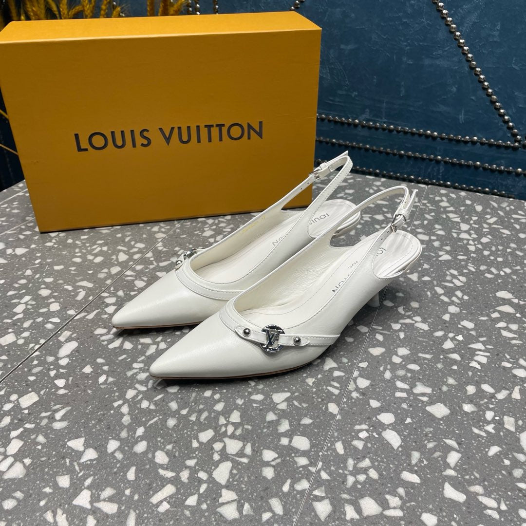 HIGH HEEL 55 MM SLINGBACKS IN WHITE SHEEPSKIN