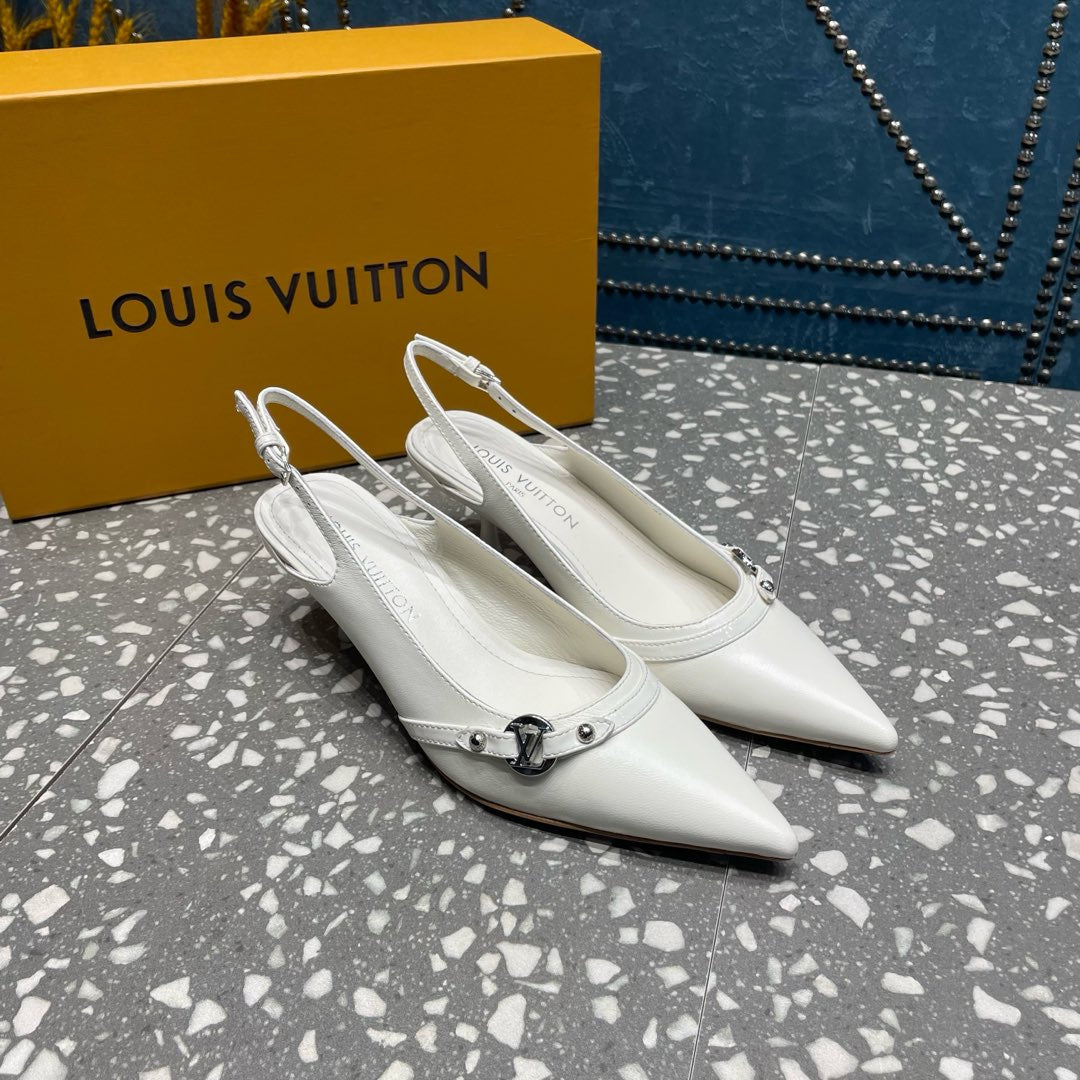 HIGH HEEL 55 MM SLINGBACKS IN WHITE SHEEPSKIN