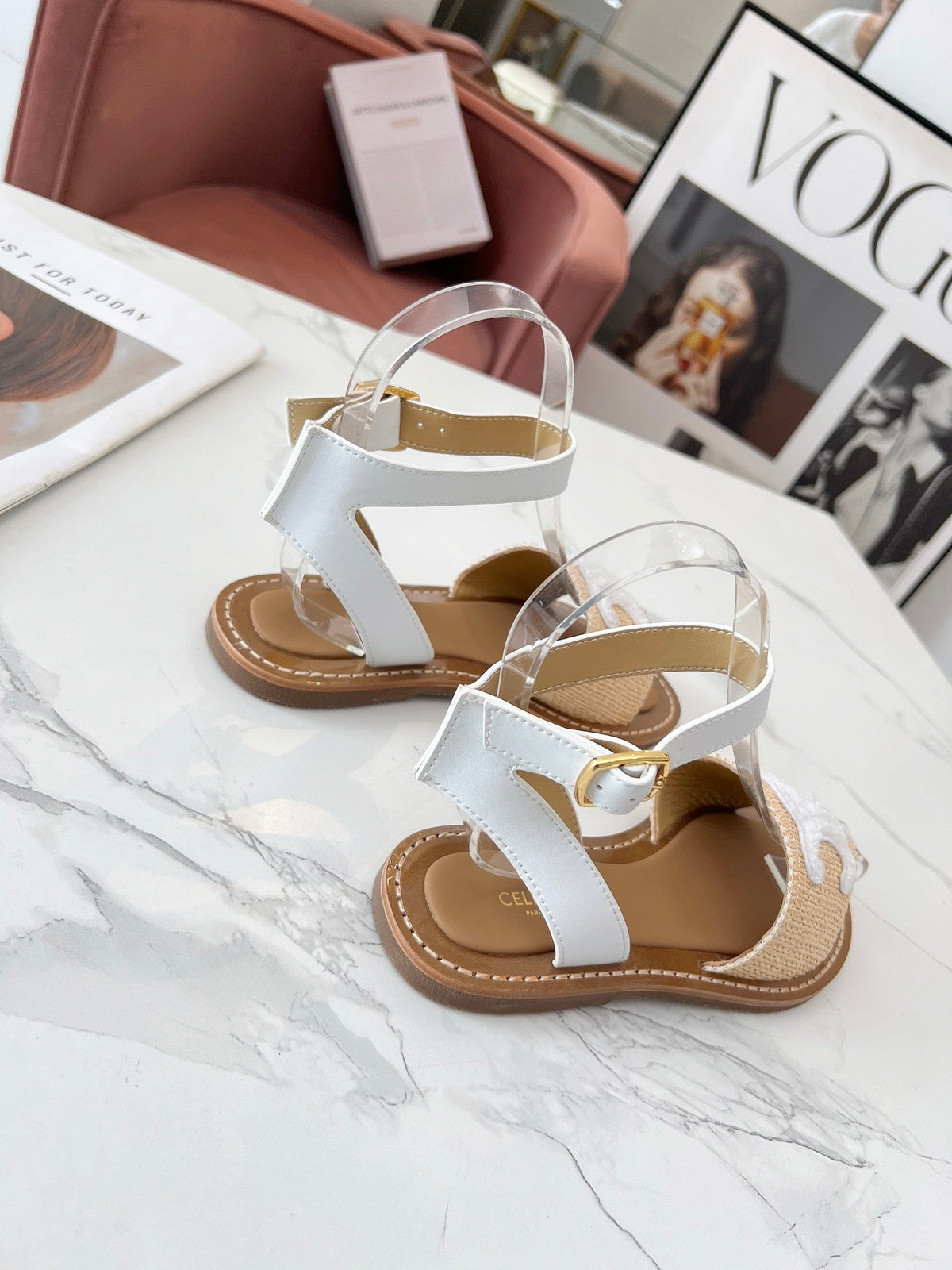 TRIOMPHE SANDALS BEIGE RAFFIA WHITE WOOL