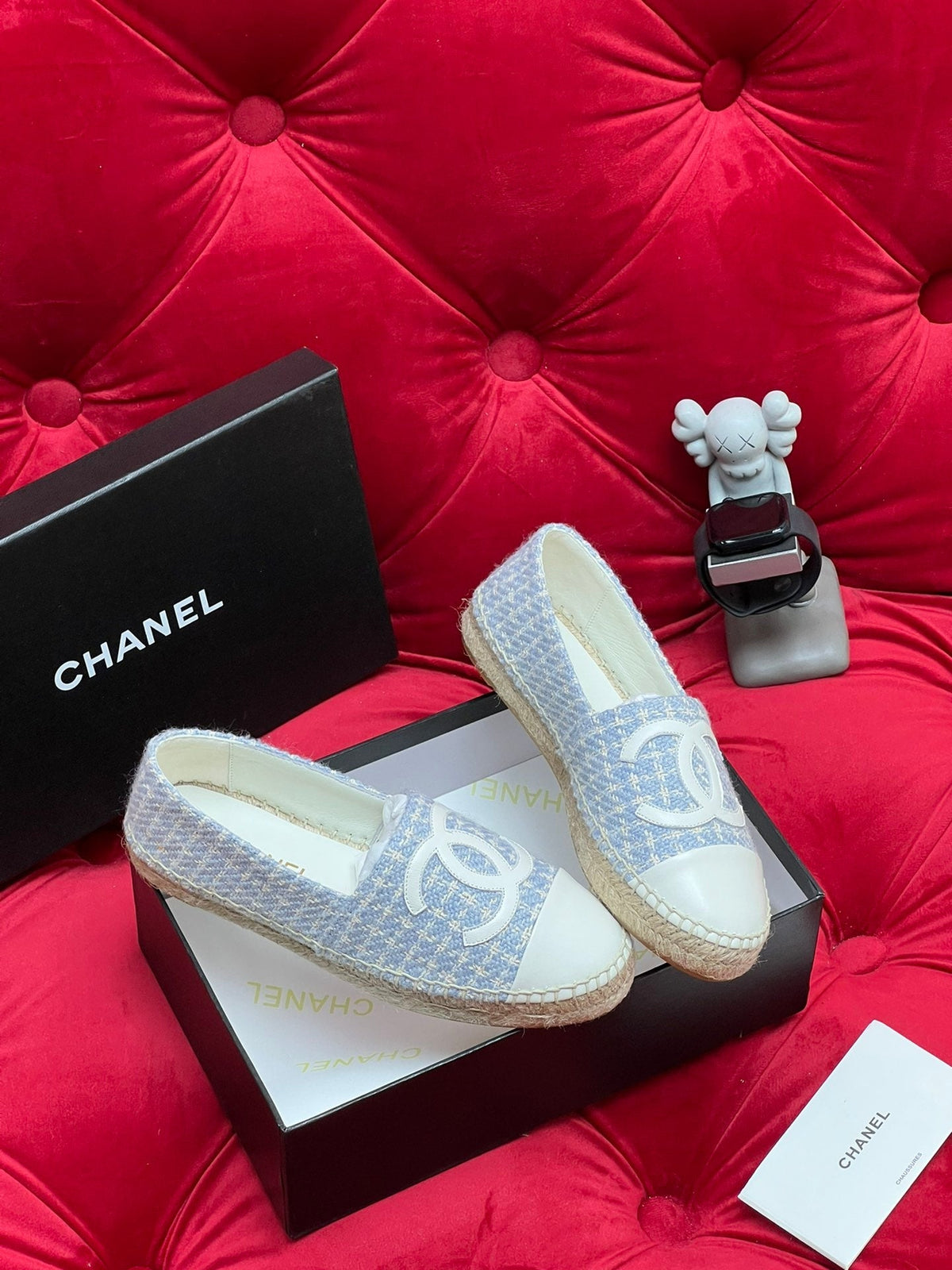 WOVEN LOAFERS IN LIGHT BLUE FABRIC
