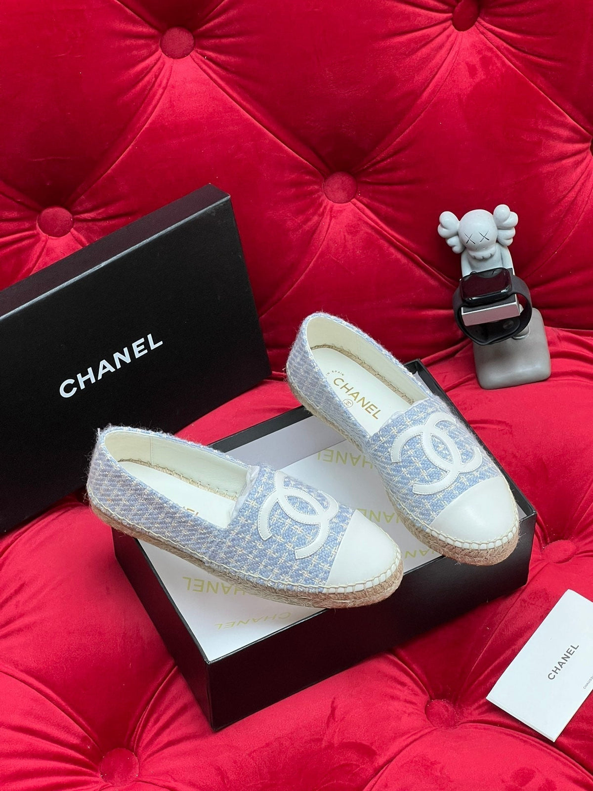 WOVEN LOAFERS IN LIGHT BLUE FABRIC