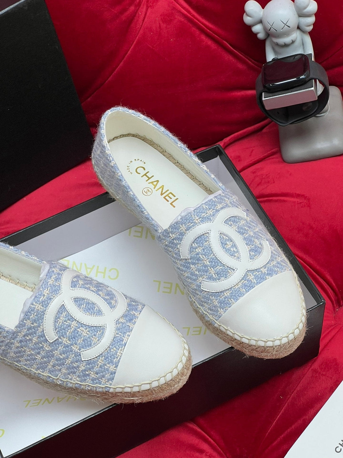 WOVEN LOAFERS IN LIGHT BLUE FABRIC