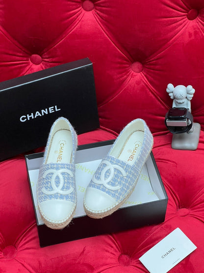 WOVEN LOAFERS IN LIGHT BLUE FABRIC