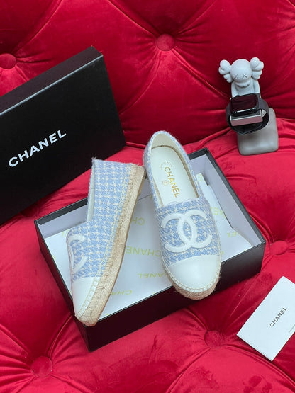 WOVEN LOAFERS IN LIGHT BLUE FABRIC