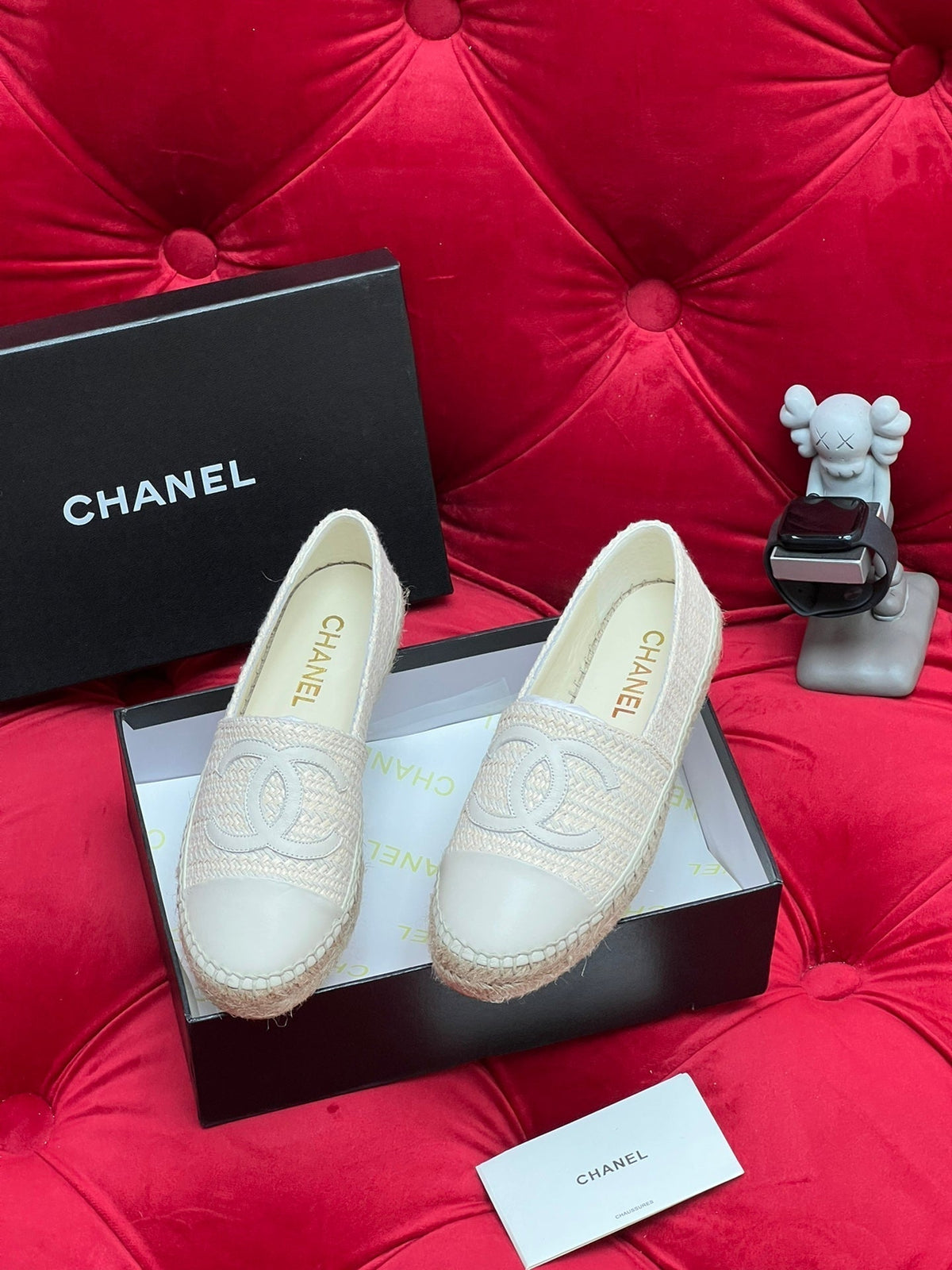 WOVEN LOAFERS IN WHITE BEIGE FABRIC