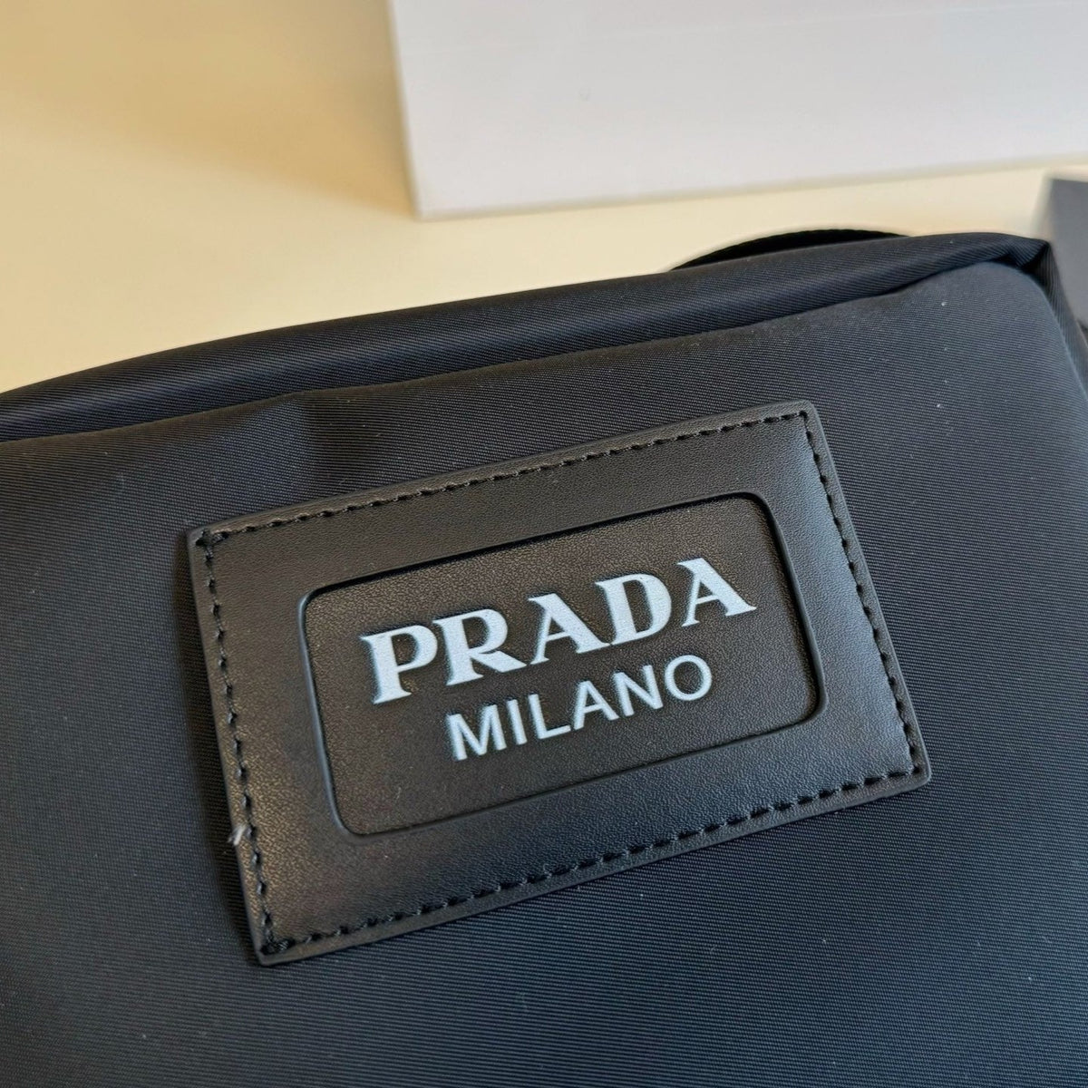 PRA MILANO LOGO CROSSBODY BAG 22 IN BLACK RE-NYLON