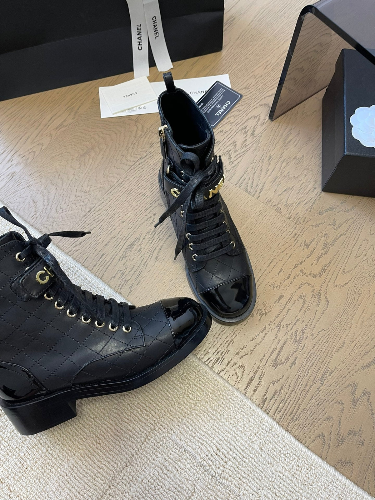 ALPHABET MARTIN BOOTS IN BLACK LAMBSKIN