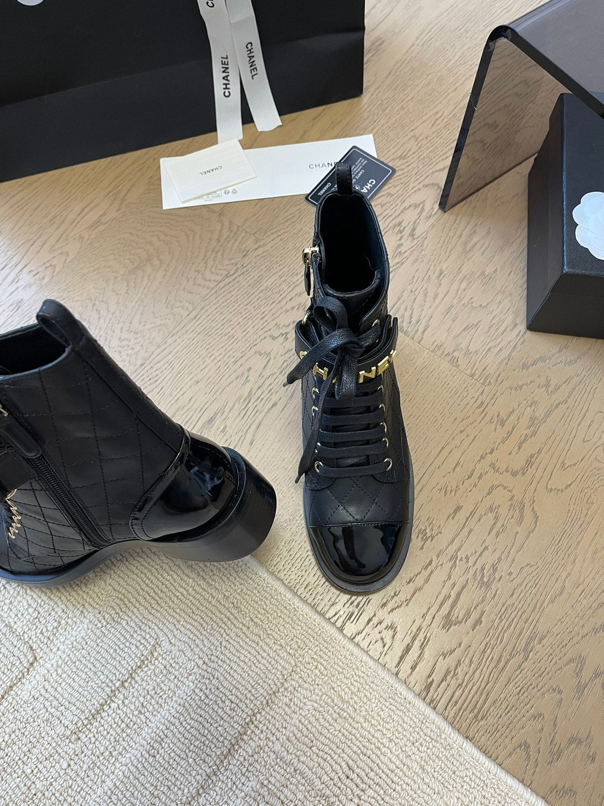 ALPHABET MARTIN BOOTS IN BLACK LAMBSKIN