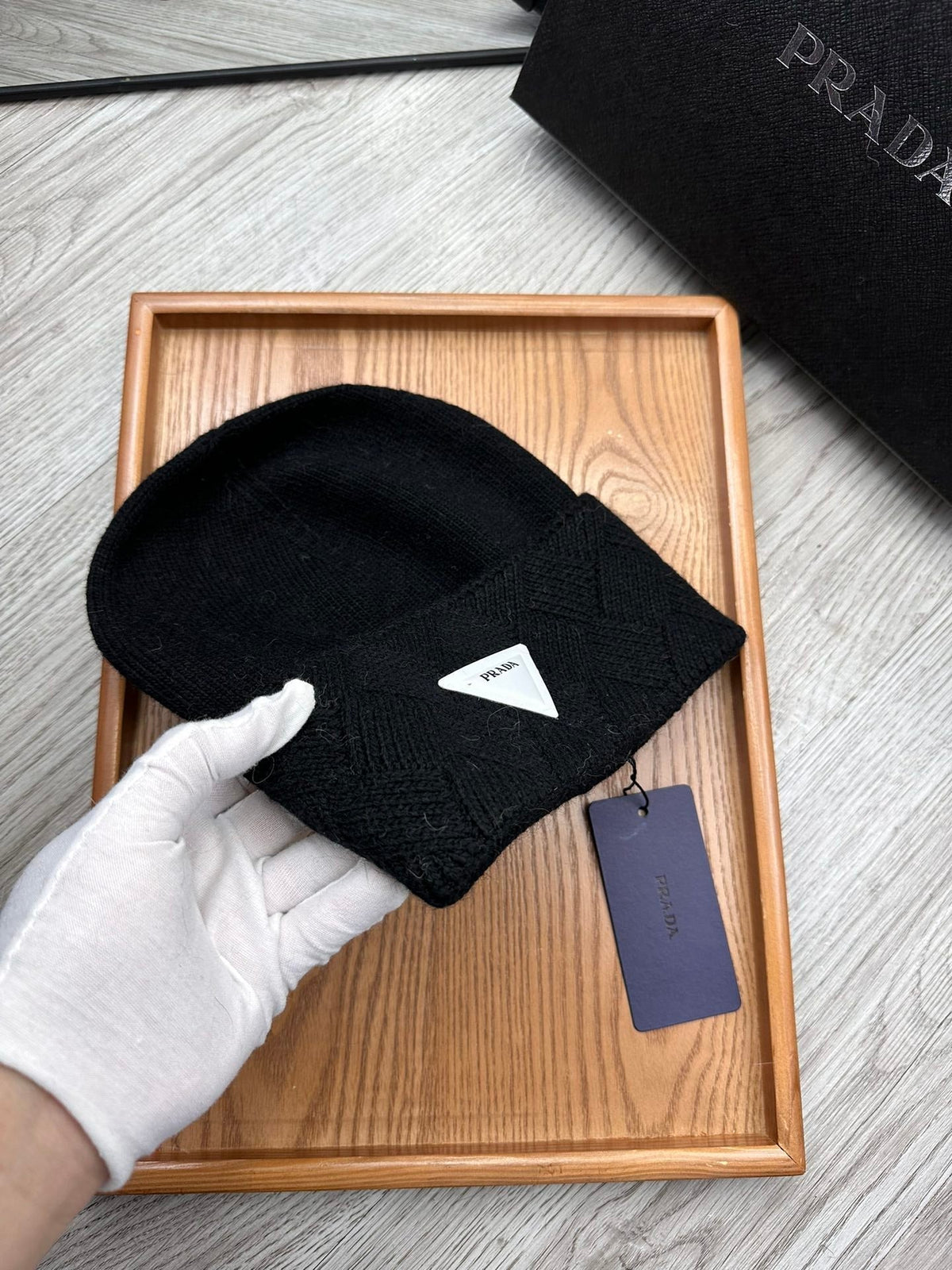 BEANIE HAT IN BLACK WOOL AND RABBIT FUR 436400