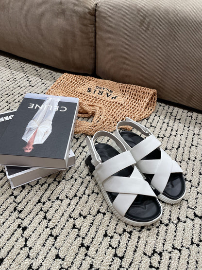ELECTRIC SANDAL BLACK MIX CREAMY WHITE CALFSKIN