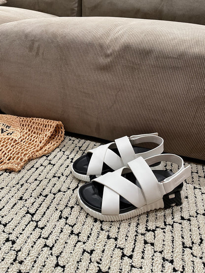 ELECTRIC SANDAL BLACK MIX CREAMY WHITE CALFSKIN