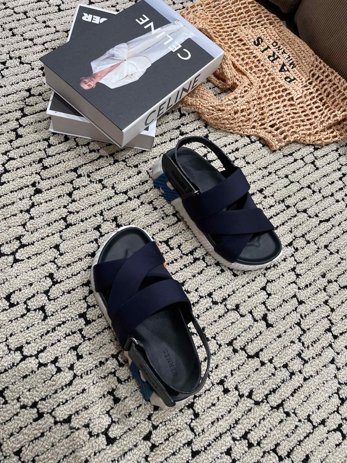 ELECTRIC SANDAL BLACK MIX CHARCOAL BLACK CALFSKIN