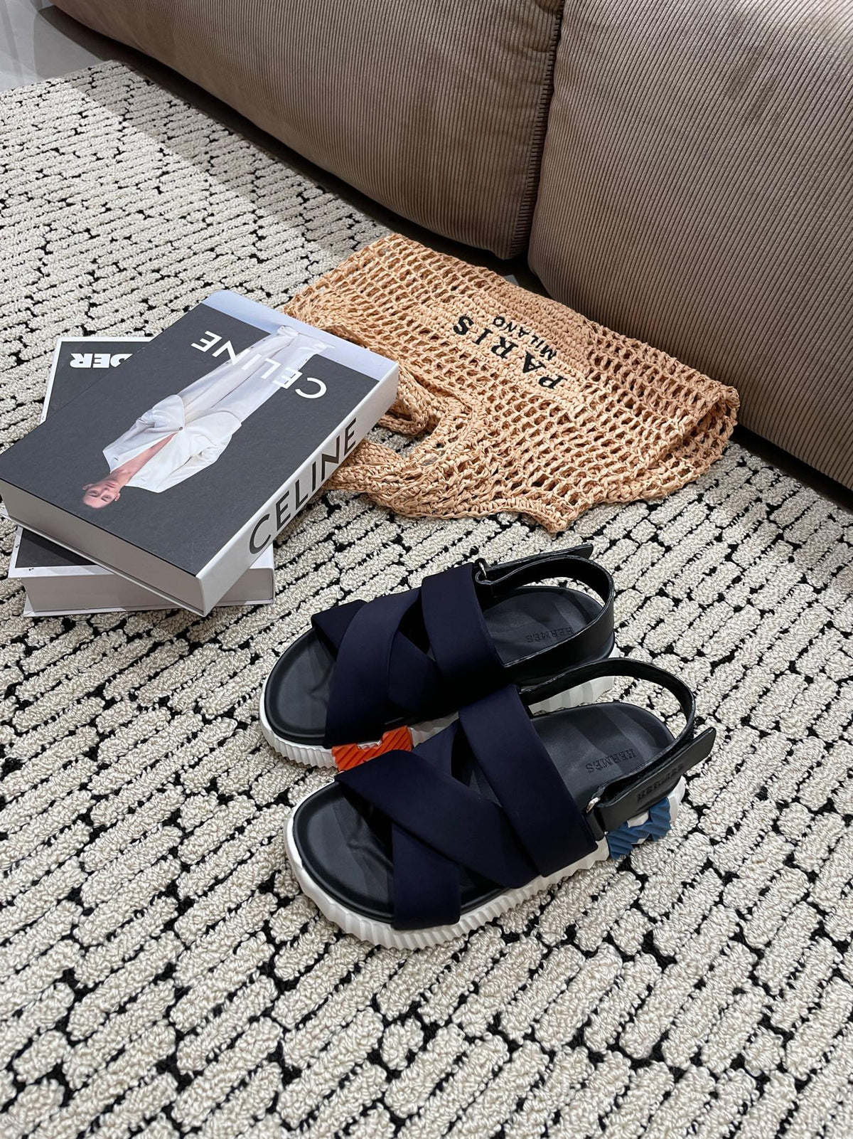 ELECTRIC SANDAL BLACK MIX CHARCOAL BLACK CALFSKIN