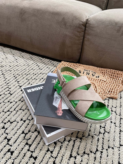 ELECTRIC SANDAL GREEN MIX LIGHT GRAY SUEDE