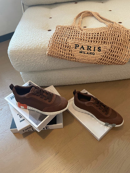 BOUNCING SNEAKERS BROWN CALFSKIN WITH BROWN LACES