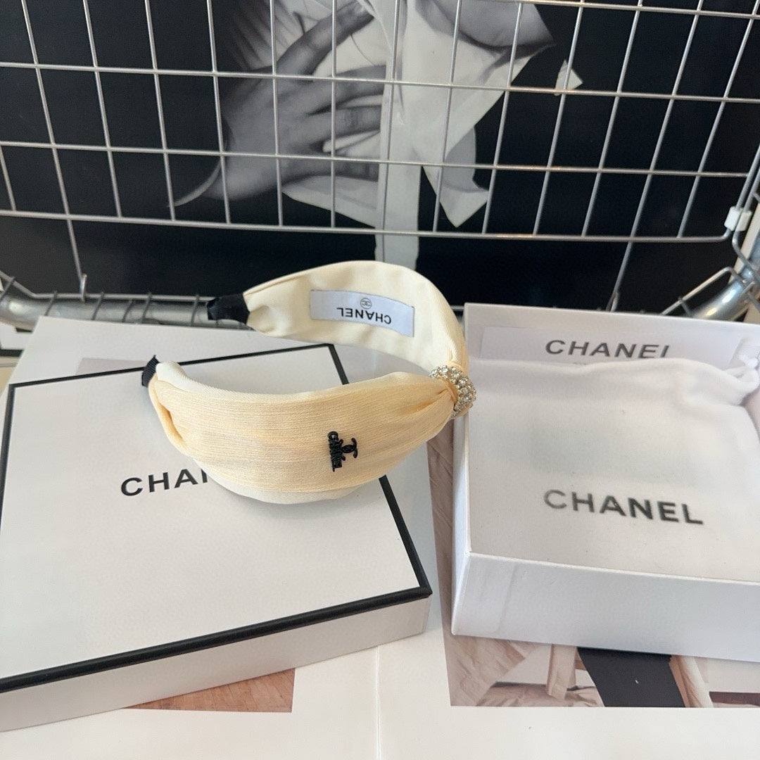 BEIGE CREAM SILK AND FABRIC HAIRBAND 410876