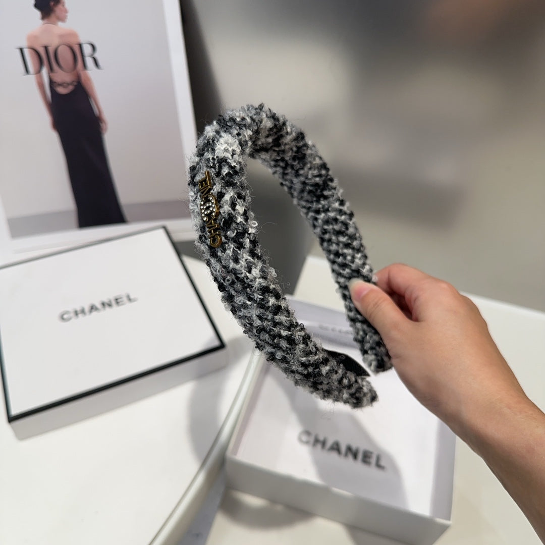 BLACK MIX WHITE WOOL HAIRBAND 412547