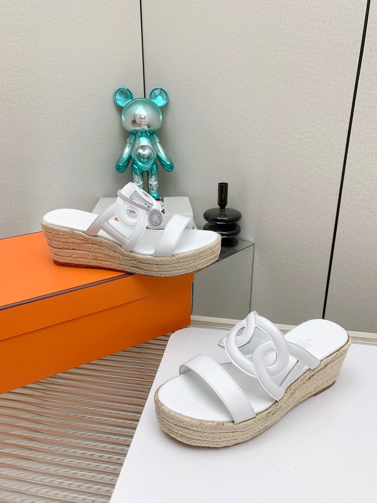 ITHEA 85 MM ESPADRILLE IN WHITE CALFSKIN