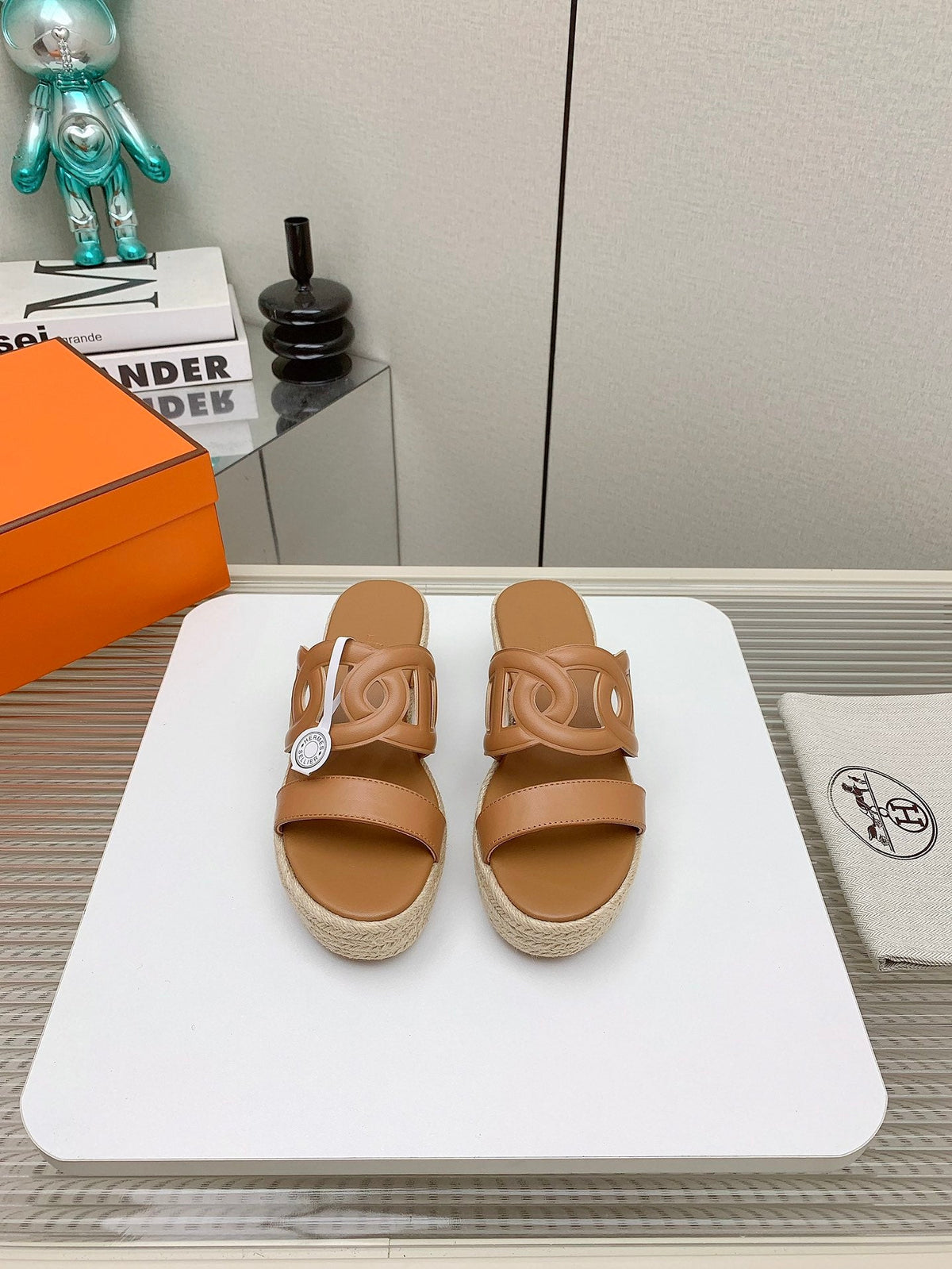 ITHEA 85 MM ESPADRILLE IN BRONZE BROWN CALFSKIN