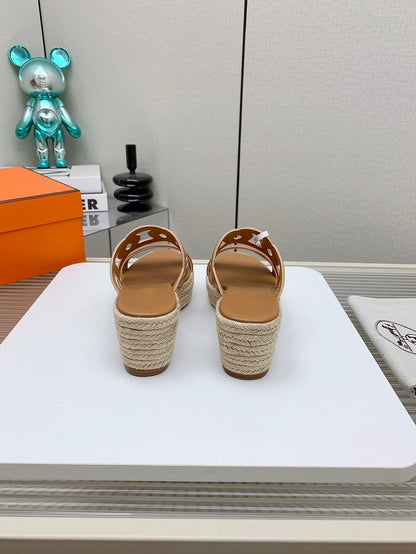 ITHEA 85 MM ESPADRILLE IN BRONZE BROWN CALFSKIN