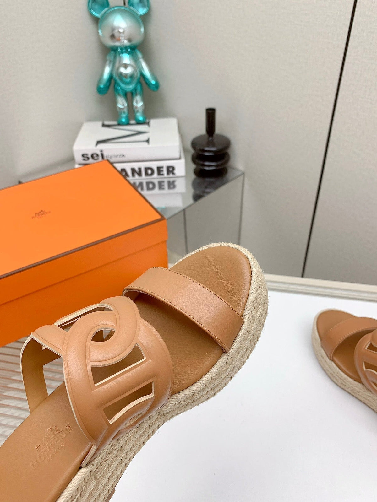 ITHEA 85 MM ESPADRILLE IN BRONZE BROWN CALFSKIN