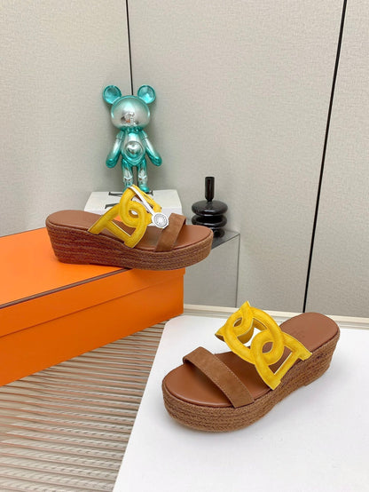 ITHEA 85 MM ESPADRILLE IN BRONZE BROWN AND AMBER YELLOW SUEDE