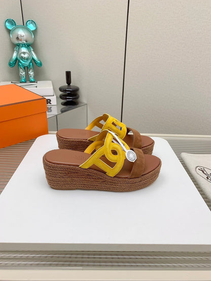 ITHEA 85 MM ESPADRILLE IN BRONZE BROWN AND AMBER YELLOW SUEDE