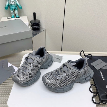 XL FISHNET SNEAKER IN GRAY MESH, POLYURETHANE, POLYESTER WITH RHINESTONES