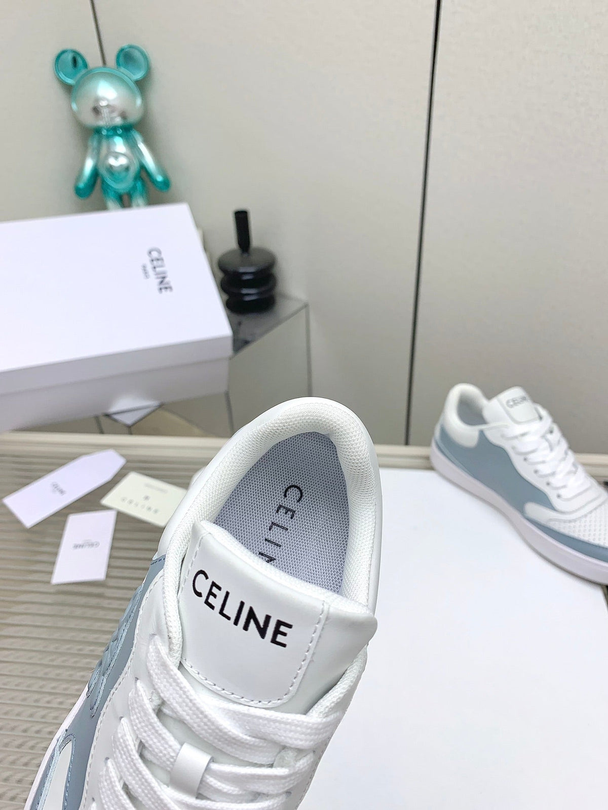 SNEAKER WITH TRIOMPHE IN AIR FORCE MIX WHITE CALFSKIN