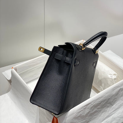 KELLY 25CM IN NOIR EPSOM CALFSKIN GOLD HARDWARE
