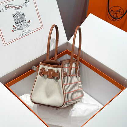 BIRKIN SHOULDER 29 IN GOLD CALFSKIN ÉCRU/BEIGE/FAUVE/ROSE POP/NOIR EMBROIDERY PLAID CANVAS