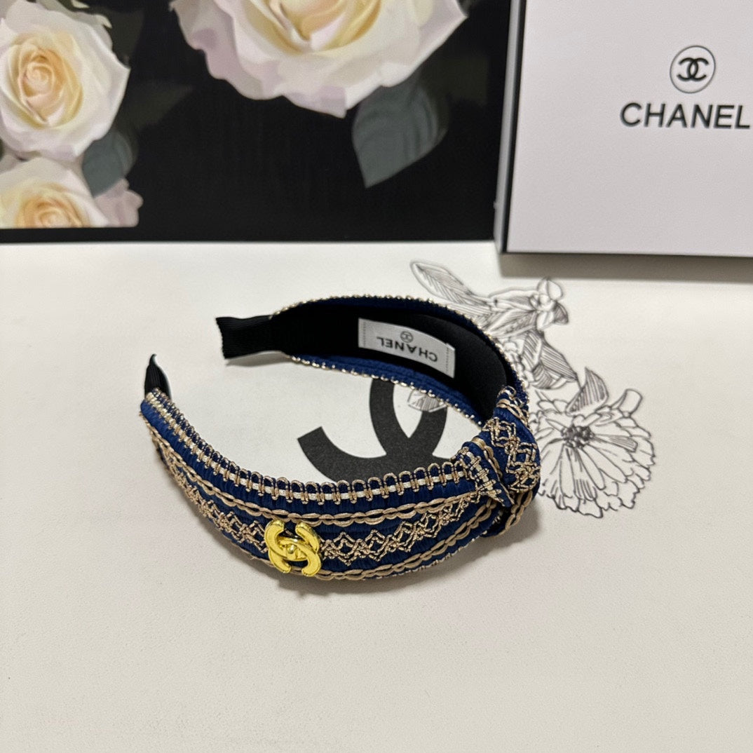 NAVY BLUE MIX LIGHT YELLOW FABRIC HEADBAND 168585