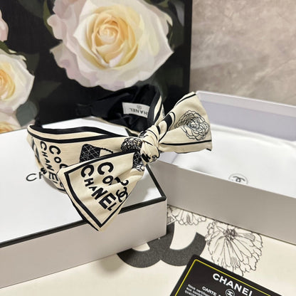 WHITE MIX BLACK SILK HEADBAND 168589