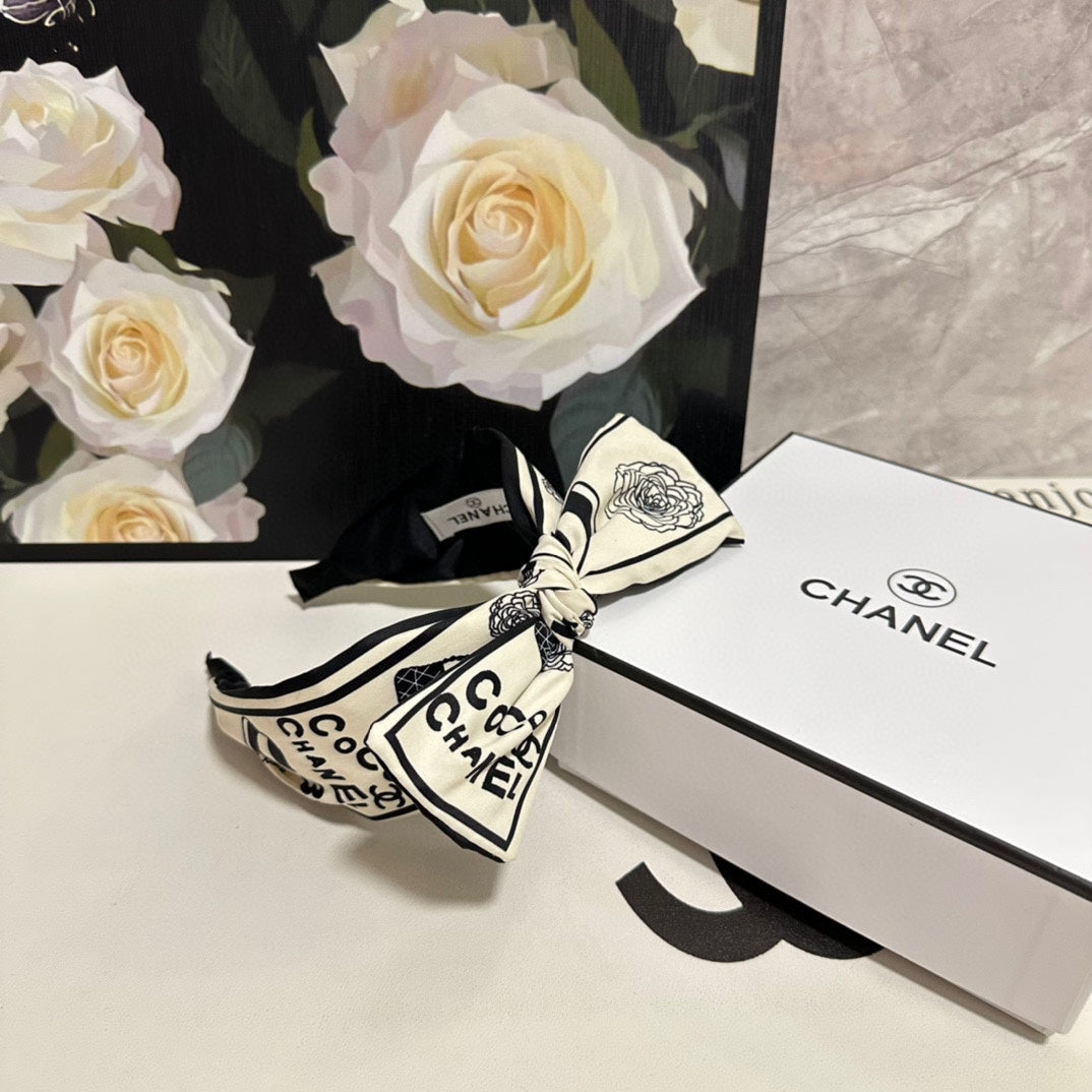 BLACK MIX WHITE SILK HEADBAND 168590