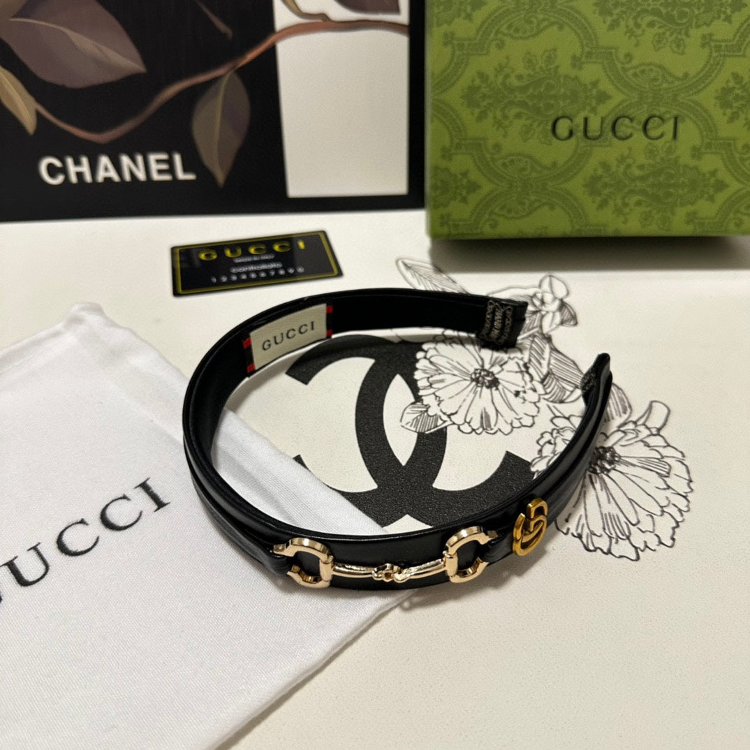 HORSEBIT HAIRBAND IN BLACK CALFSKIN 185582