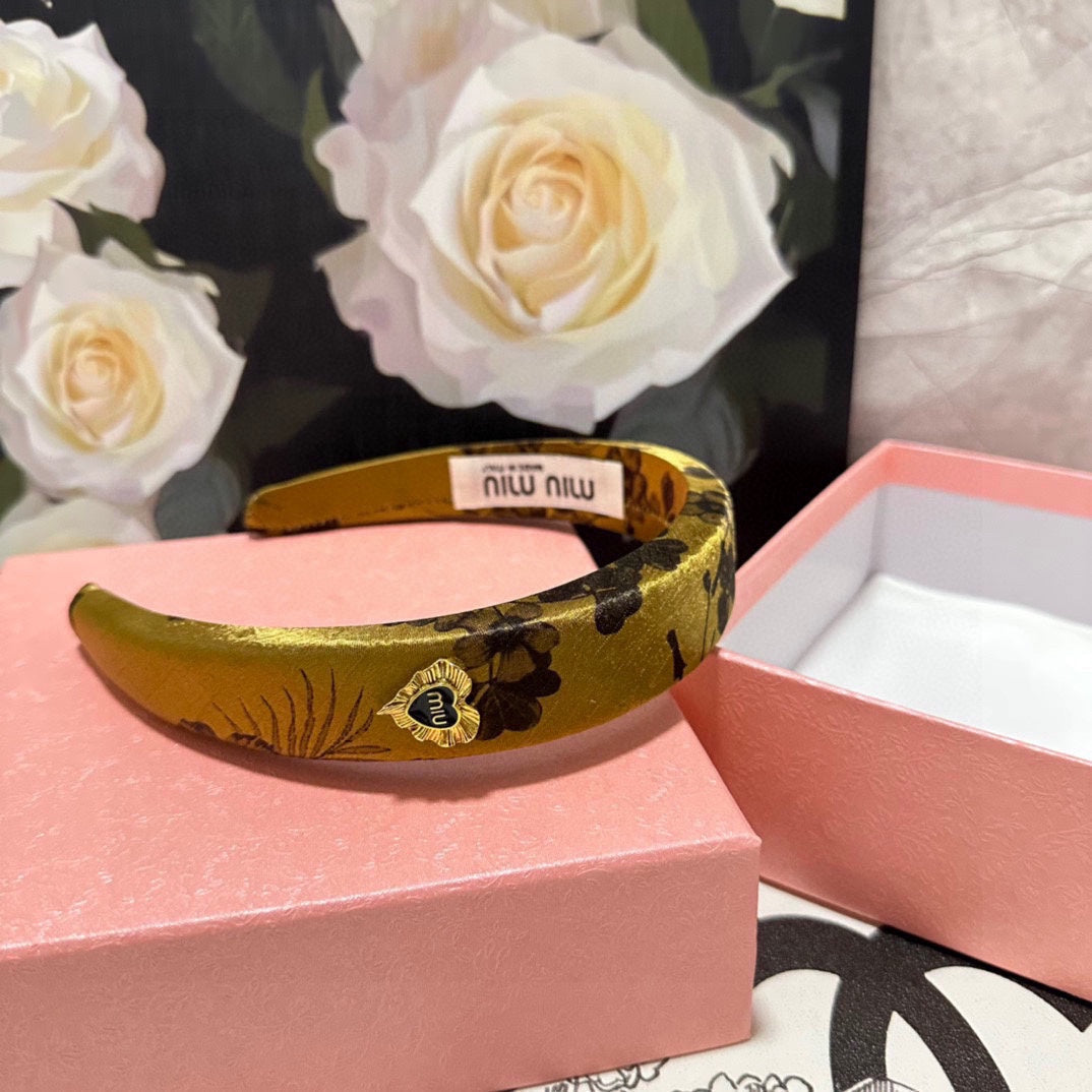 SILK THICK HEADBAND DIJON YELLOW 239959