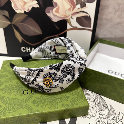 HAIRBAND IN WHITE AND BLACK PATTERN FABRIC 299347