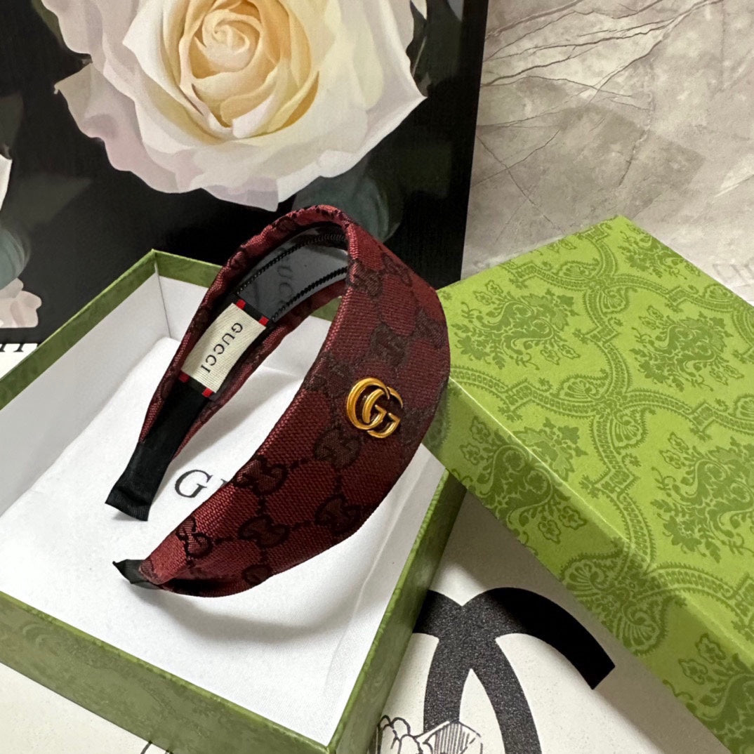 CURRANT RED MONOGRAM CANVAS HAIRBAND 369305