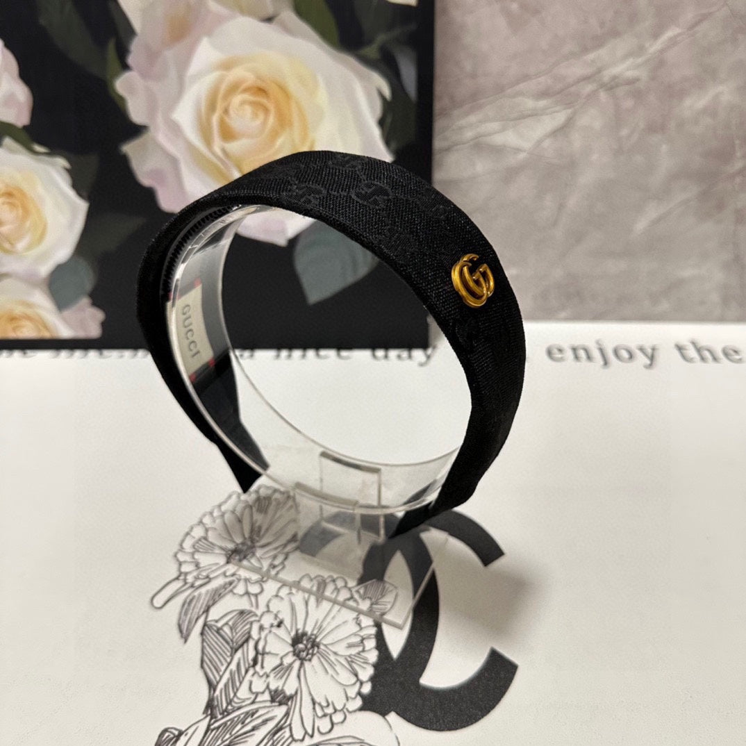 BLACK MONOGRAM CANVAS HAIRBAND 369310