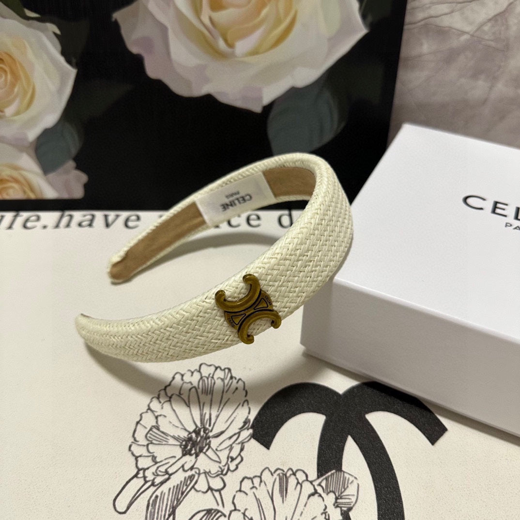 WHITE RAFFIA WOVEN HAIRBAND 369330