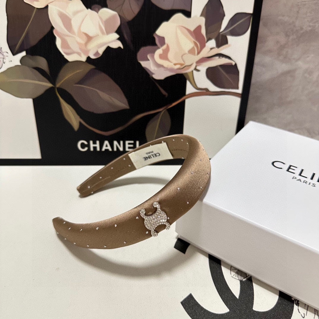 COFFEE BROWN SILK WITH CRYSTAL HAIRBAND 400486