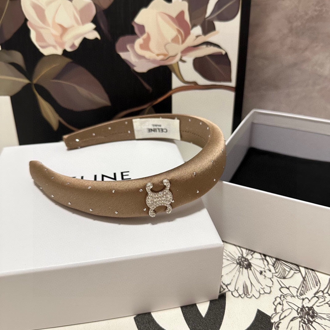 COFFEE BROWN SILK WITH CRYSTAL HAIRBAND 400486