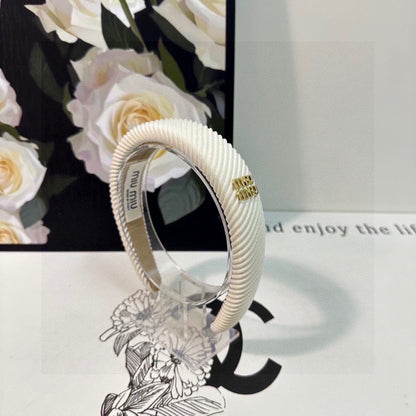 THICK HEADBAND IN WHITE CORDUROY 412477