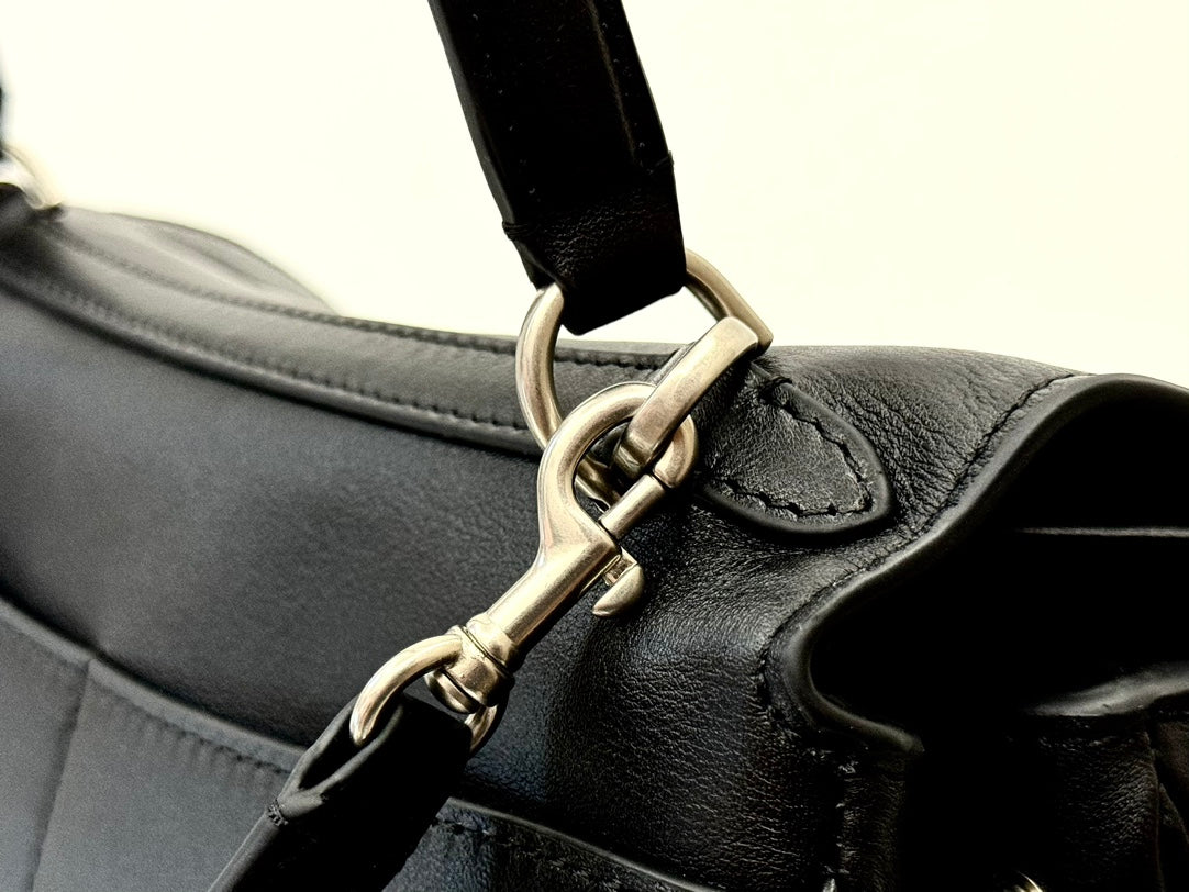 RODEO MEDIUM BAG 35 IN BLACK SMOOTH CALFSKIN SILVER HARDWARE