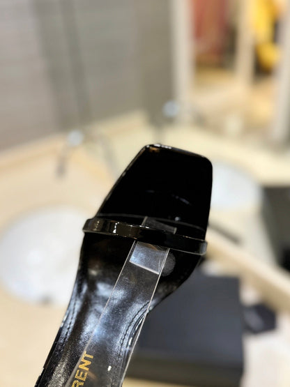 SL OPYUM SANDALS 105 BLACK CALFSKIN