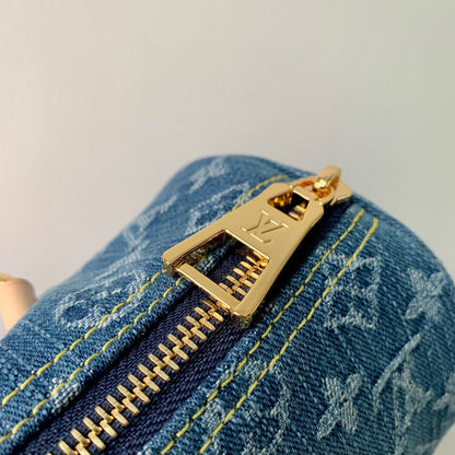 PAPILLON 27 IN BLUE MONOGRAM DENIM GOLD HARDWARE