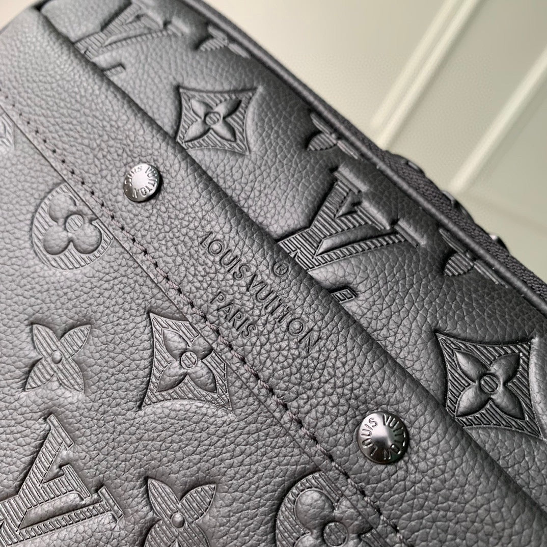 ALPHA NANO BAG 24 IN BLACK MONOGRAM SHADOW EMBOSSED COWHIDE