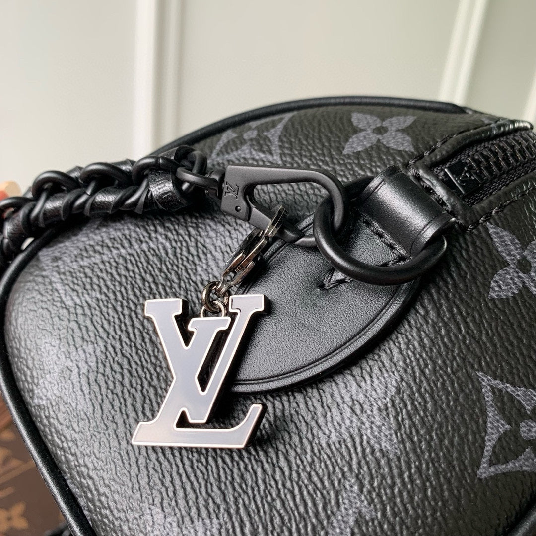 SPEEDY BAG 18 IN BLACK MONOGRAM COATED CANVAS BLACK HARDWARE