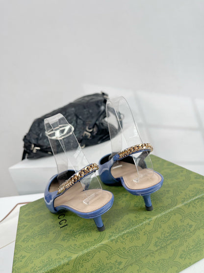 GG SIGNORIA 45 SLINGBACK PUMP CERULEAN LAMBSKIN